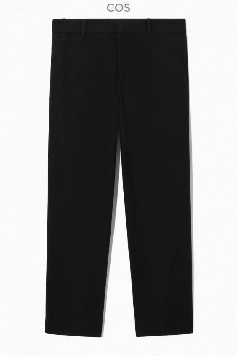 COS Wool-Blend Relaxed Tailored Pants Men's Pants Black | TS79-S6FB