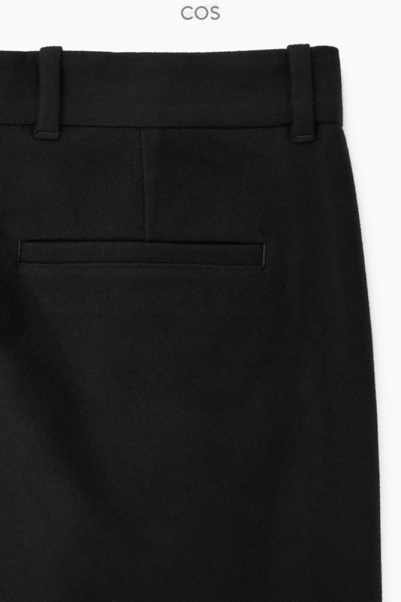 COS Wool-Blend Relaxed Tailored Trousers Men's Trousers Black | HR22-R8GI