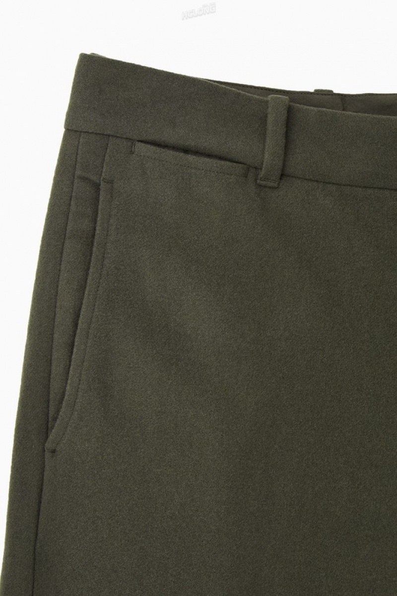 COS Wool-Blend Relaxed Tailored Trousers Men's Pants Black | QW70-T9OH