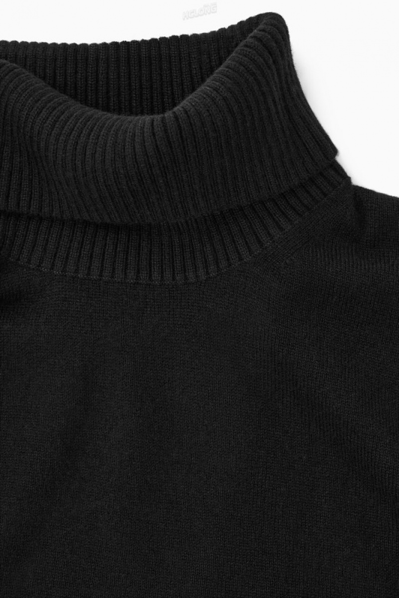 COS Wool-Cashmere Turtleneck Jumper Men's Knitwear Dark Green | FU05-S4TF