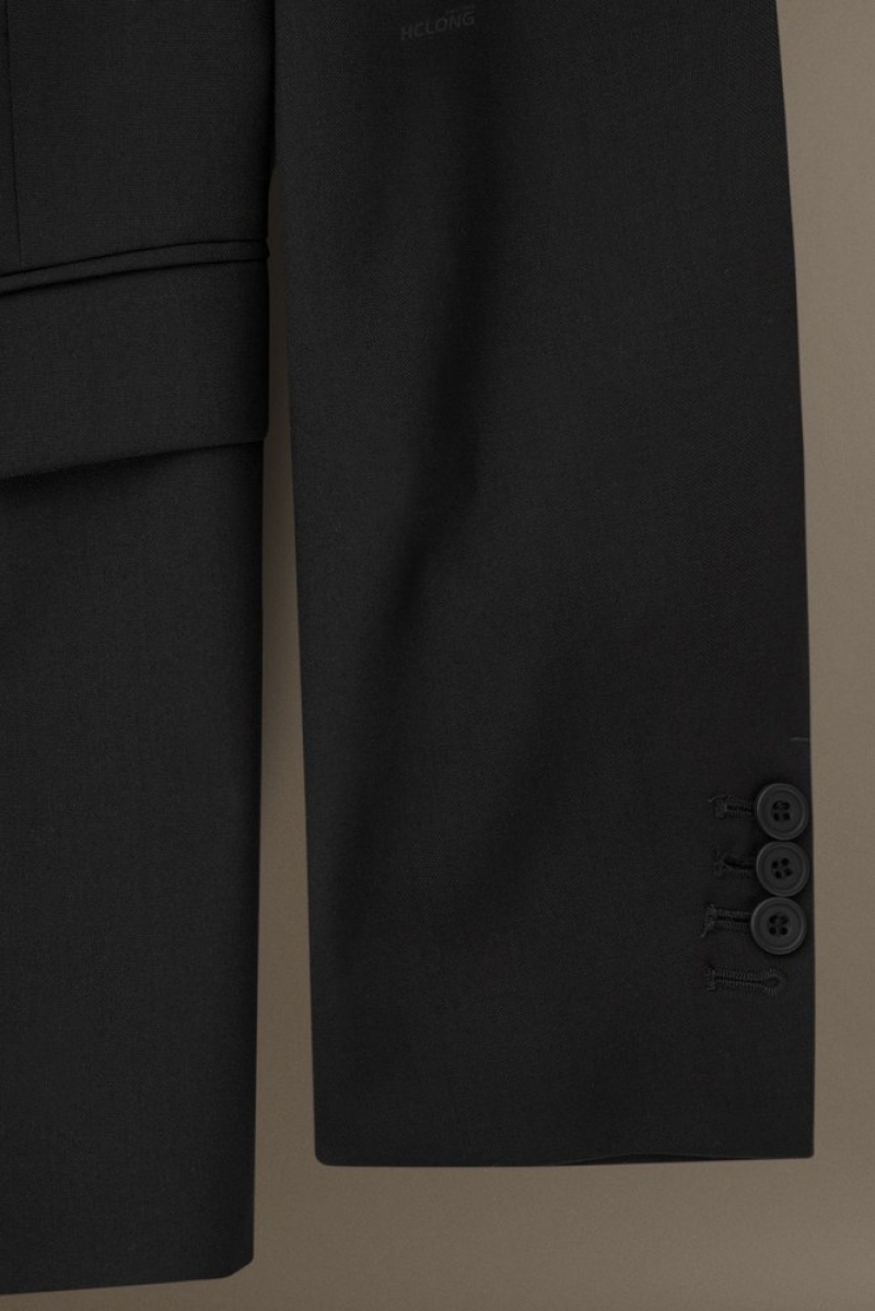 COS Wool-Hopsack Blazer - Slim Men's Blazers Black | AF48-U5DU