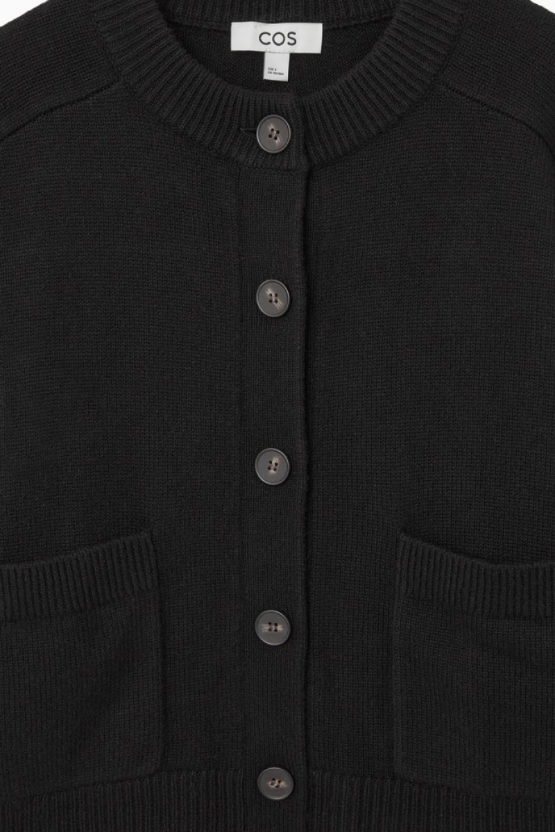 COS Wool Crew-Neck Cardigan Women's Sweaters & Cardigans Black | OU33-T8SL