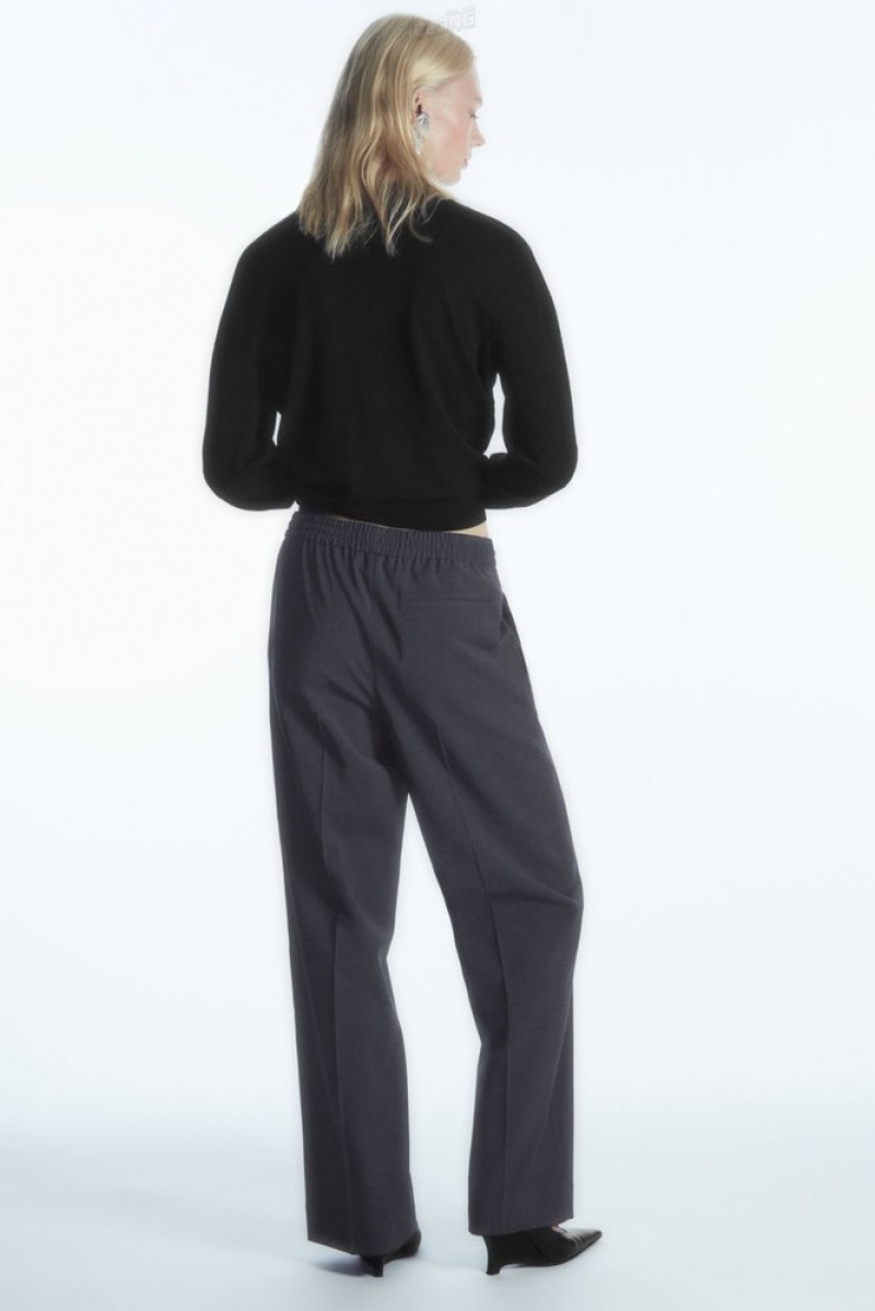 COS Wool Drawstring Trousers Women's Trousers Navy | YJ17-A5IS