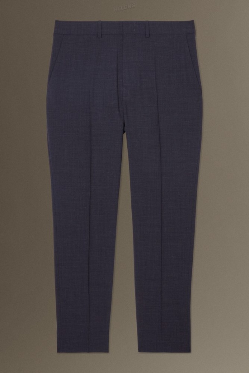 COS Wool MéLange Trousers - Slim Men's Suit Trousers Navy MéLange | AB90-F9HZ