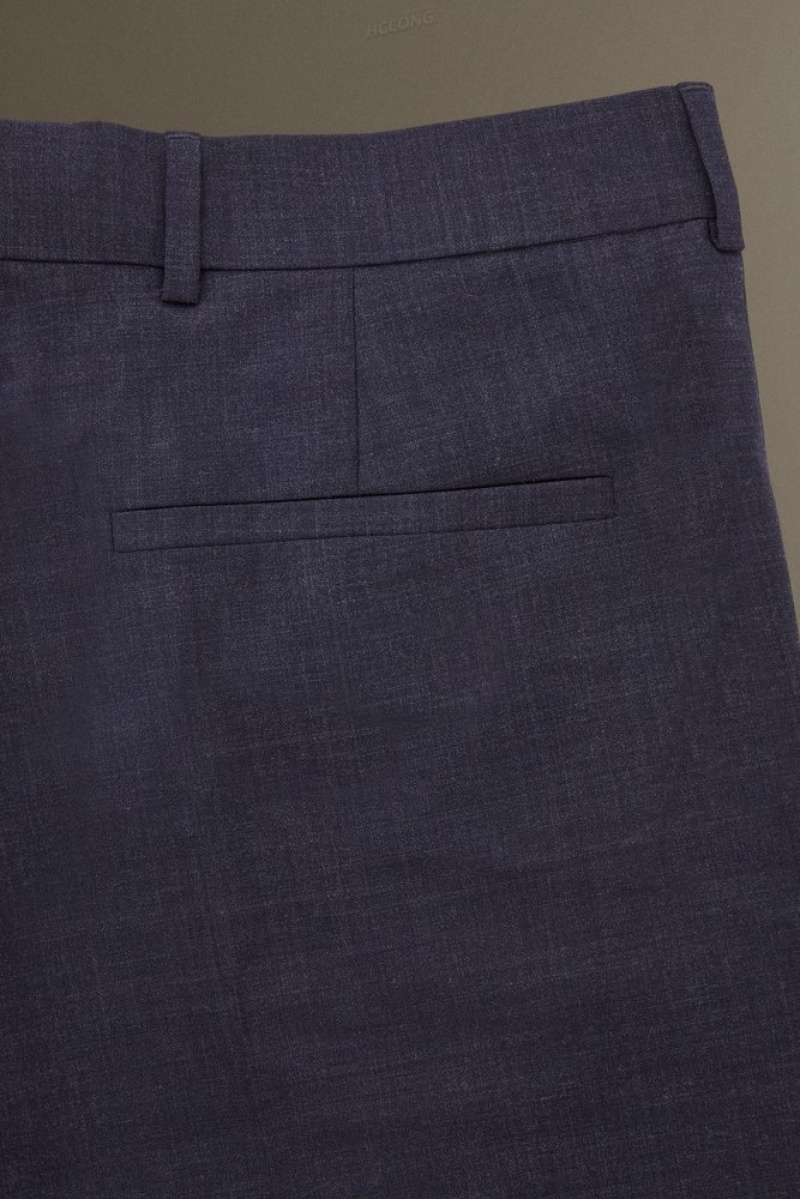 COS Wool MéLange Trousers - Slim Men's Suit Trousers Navy MéLange | AB90-F9HZ