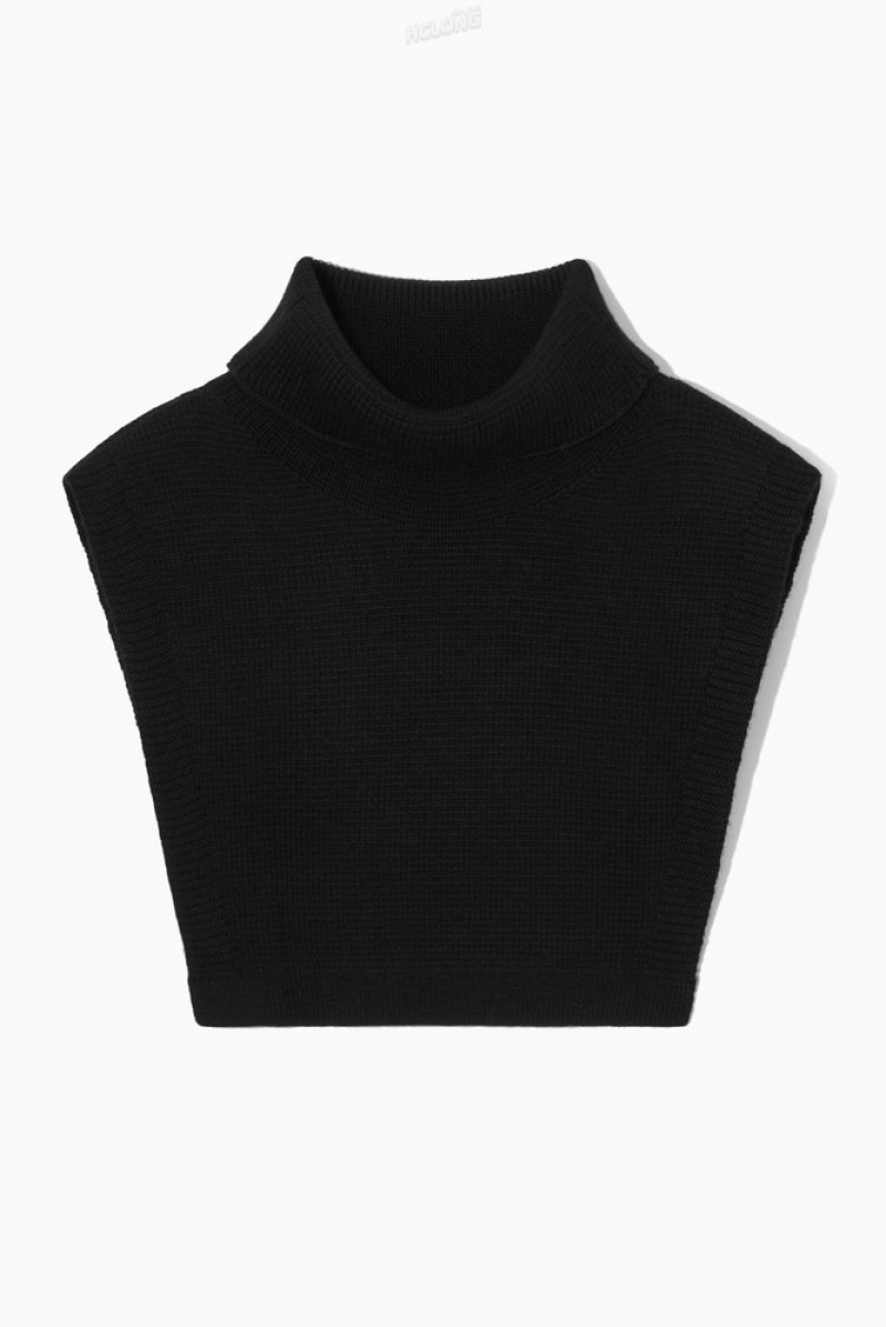 COS Wool Rollneck Collar Men's Scarves Black | WG49-U5XW