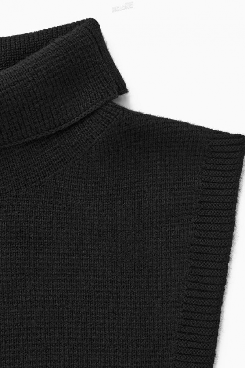 COS Wool Rollneck Collar Men's Scarves Black | WG49-U5XW