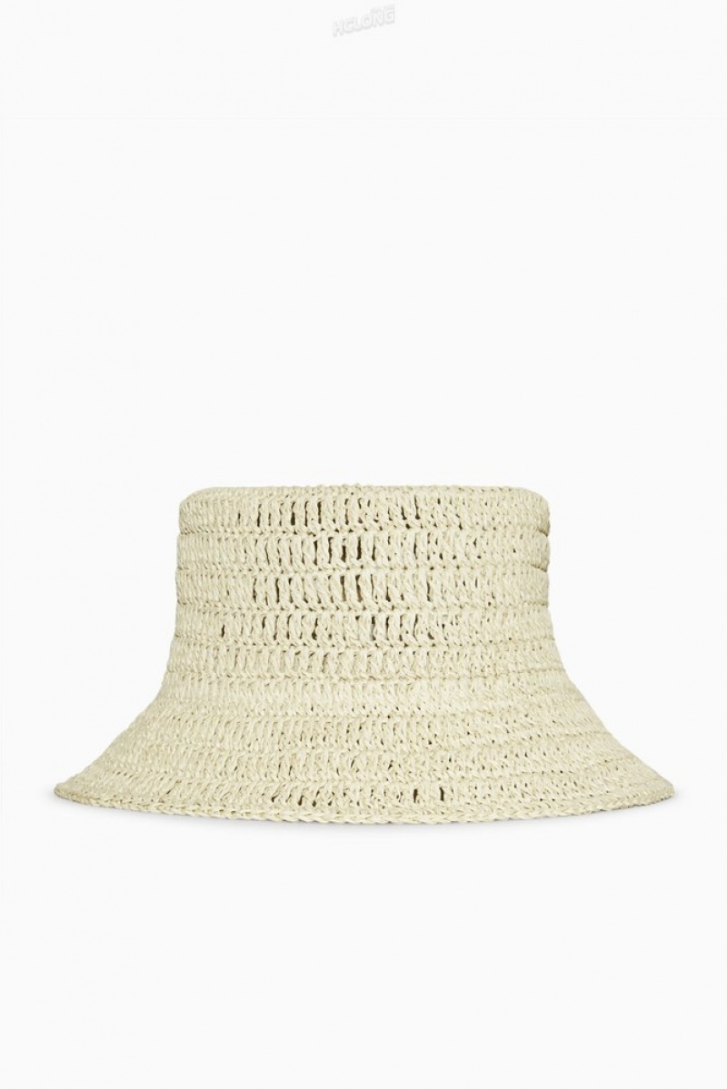 COS Woven Straw Bucket Hat Women's Hats Beige | IA37-V7LS