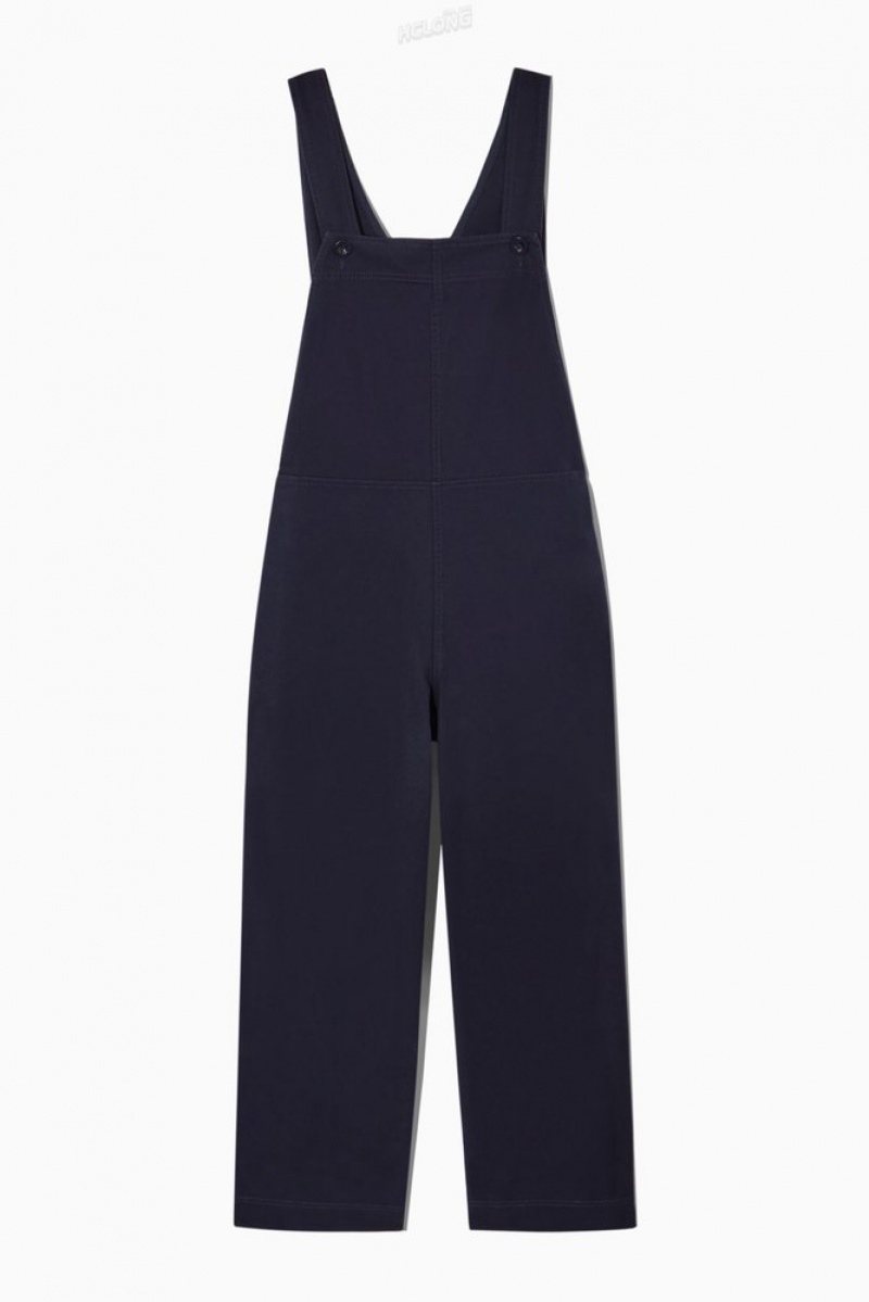 COS Wrap-Back Wide-Leg Overalls Women's Jumpsuits Navy | WR51-P6GG