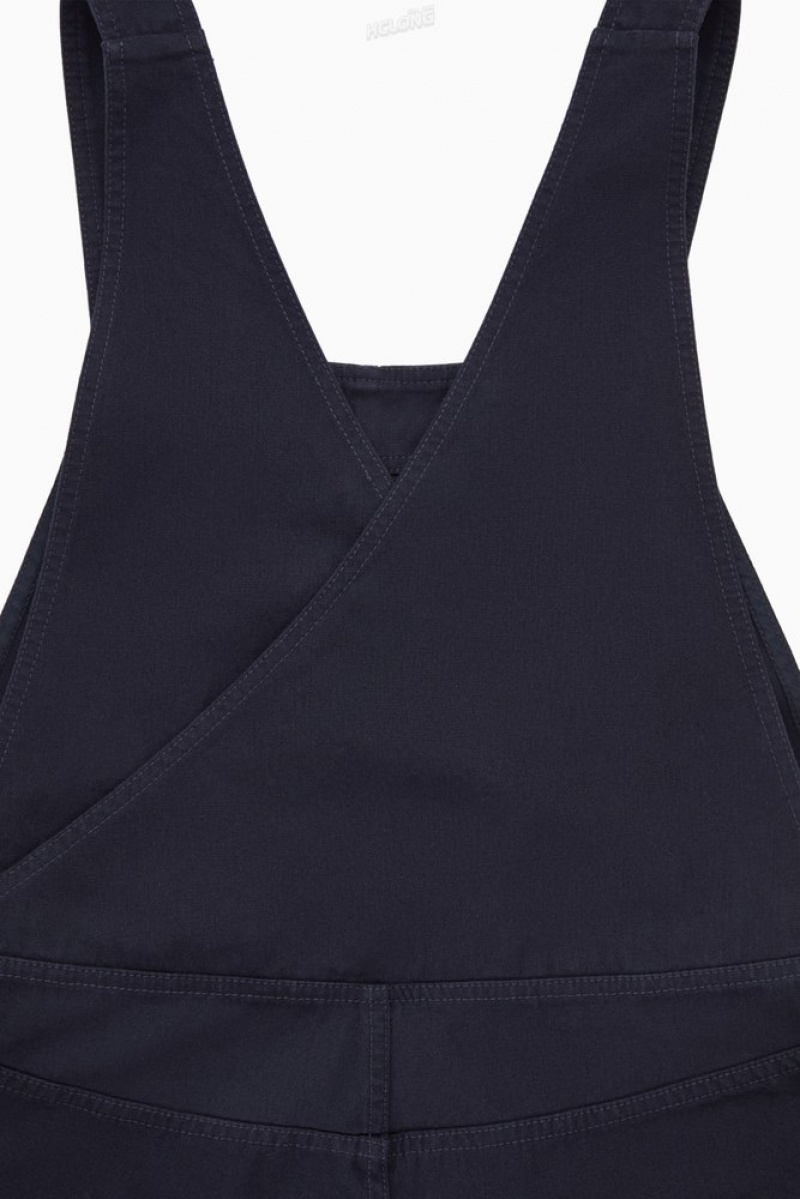 COS Wrap-Back Wide-Leg Overalls Women's Jumpsuits Navy | WR51-P6GG