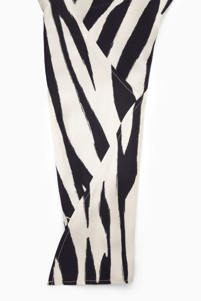 COS Zebra-Print Cutout Midi Dress Women's Dresses Off White / Zebra Print | IN25-R5FC